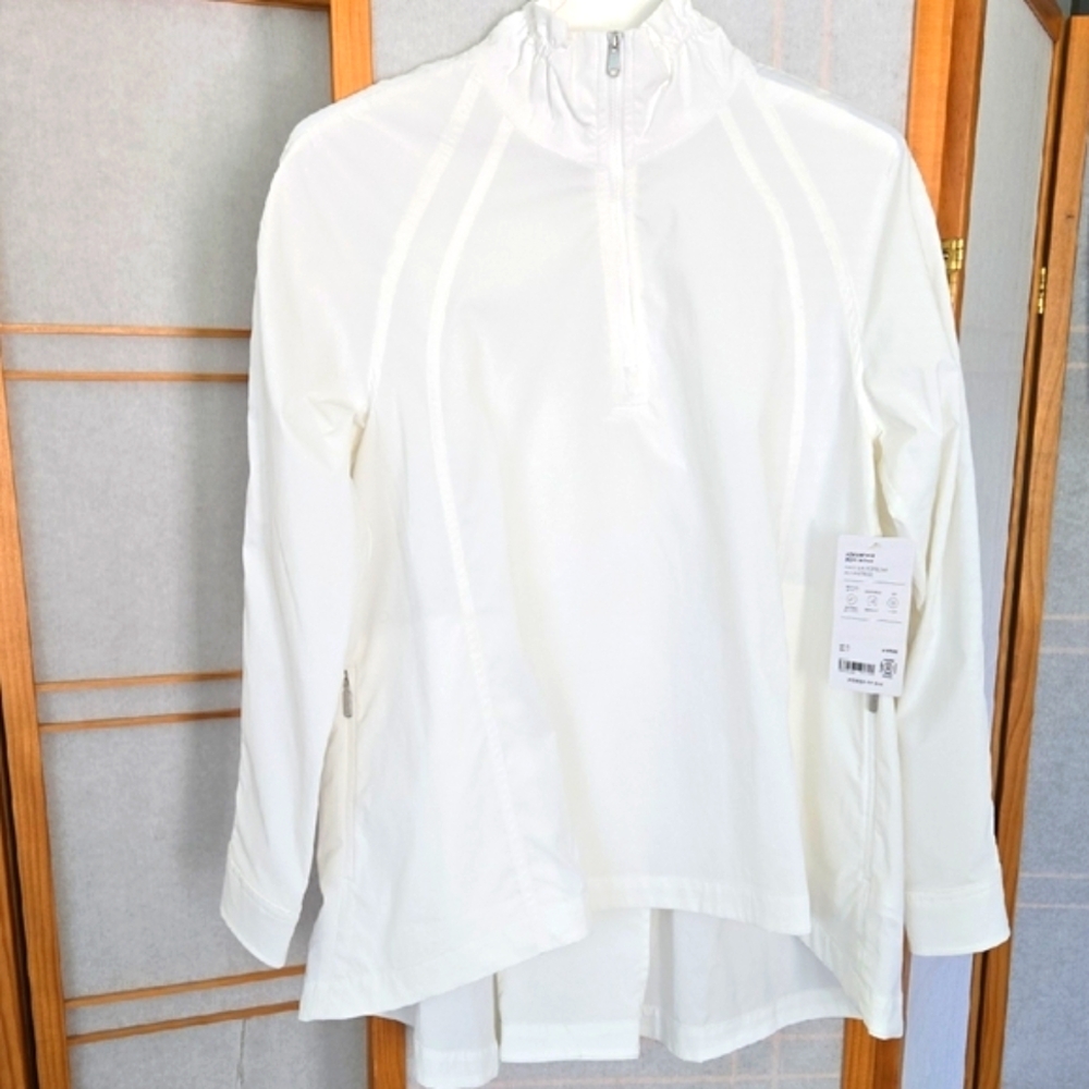 Athleta Advantage Poplin Women's White Zip-Up Top NWT XSmall